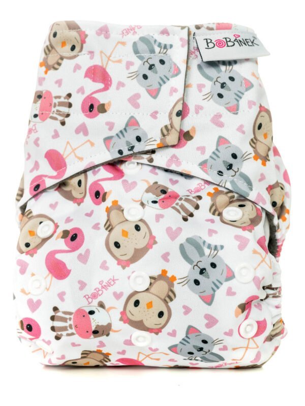 Kapsová AIO plienka Premium suchý zips - Růžová zvieratká