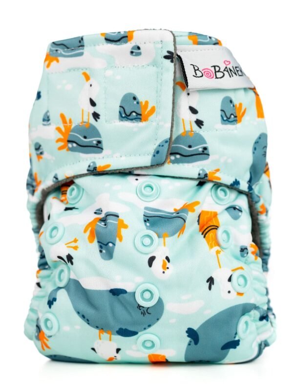 Novorodenecká abdukčná AIO plienka suchý zips - Čajka a tuleň